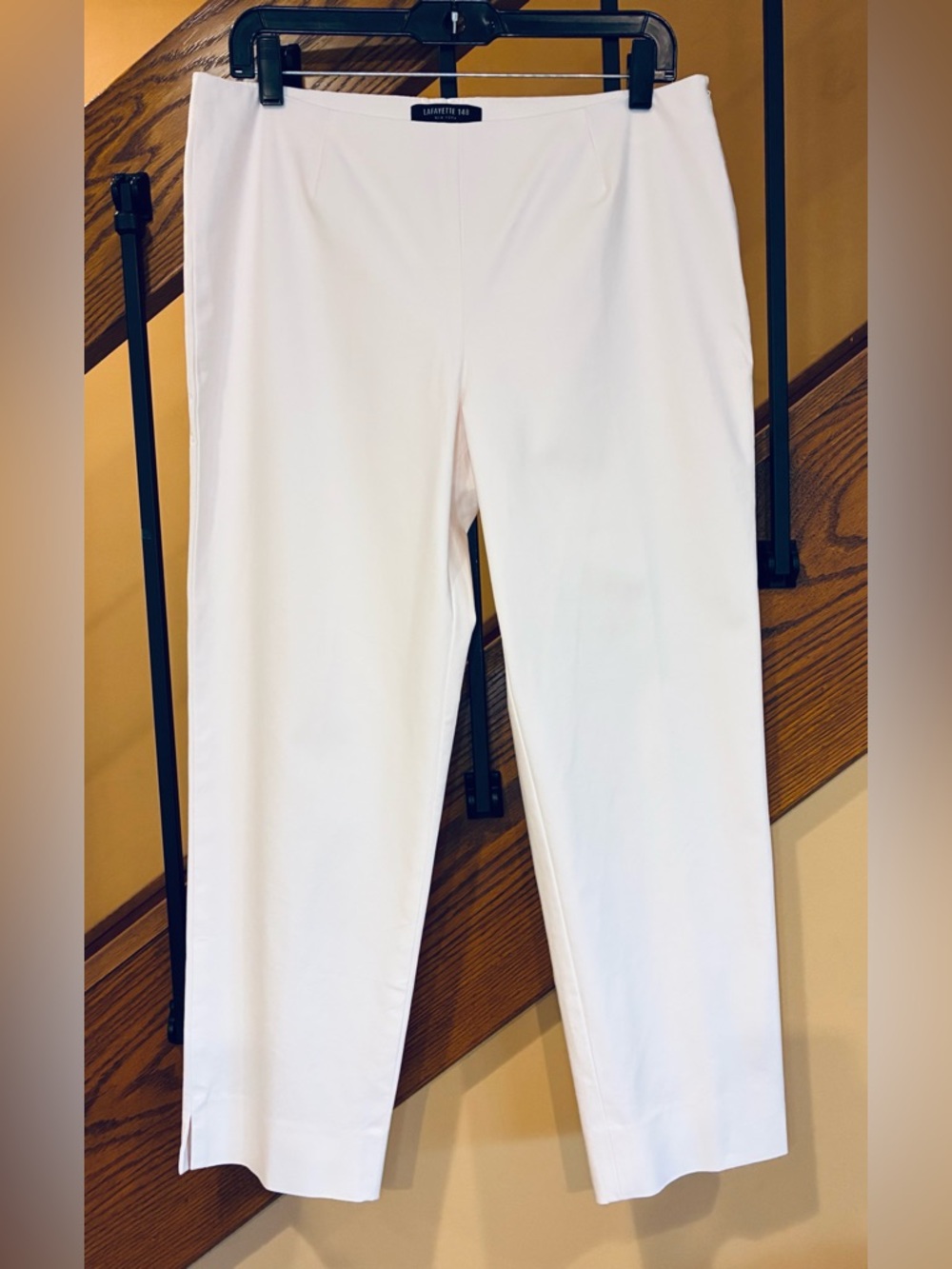 Lafayette 148 Pants Bleecker Ankle Crop  Side Zip Pale Pink SZ. 10